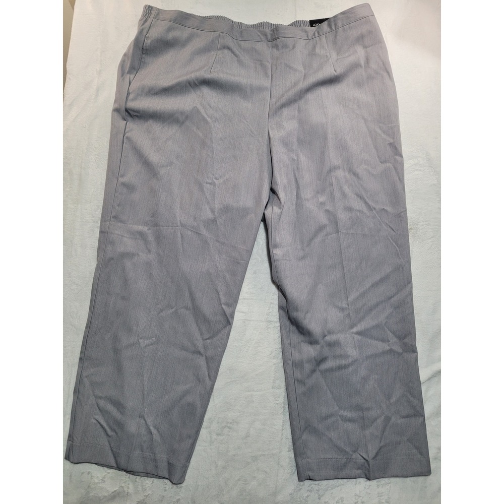 NWT Alfred Dunner Classic Fit Pant Women 24W Pearl Grey Elastic Waist Straight